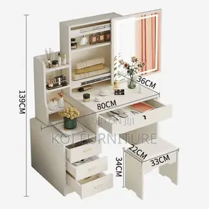 Dressers; White Elegant Vanity Dressing Room Vanity Set