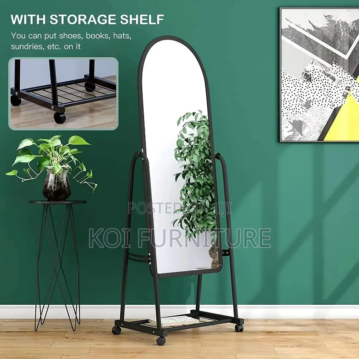 Dressers; Home Dressing Mirror With Rolling Casters
