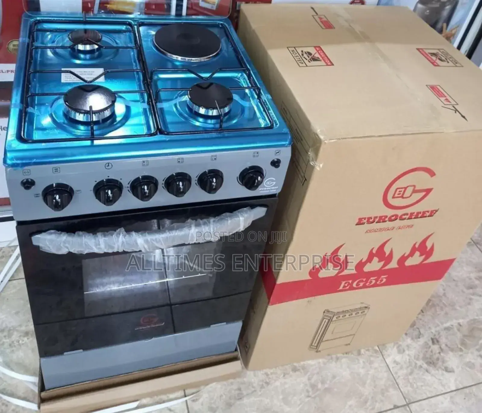 Eurochef 50cm×55cm 3g+1e Standing Cooker With Electric Oven