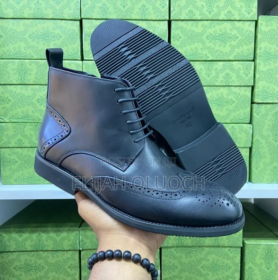 John Foster Pure Leather Black Boots