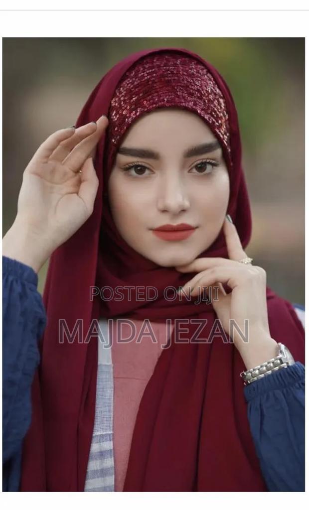 Red Handmade Crepe Hijab - thumbnail 2
