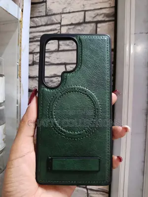 Jungle Green Leather Samsung S25 Ultra Phone Case