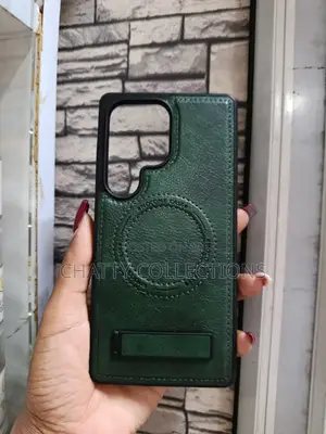 Jungle Green Leather Samsung S25 Ultra Phone Case