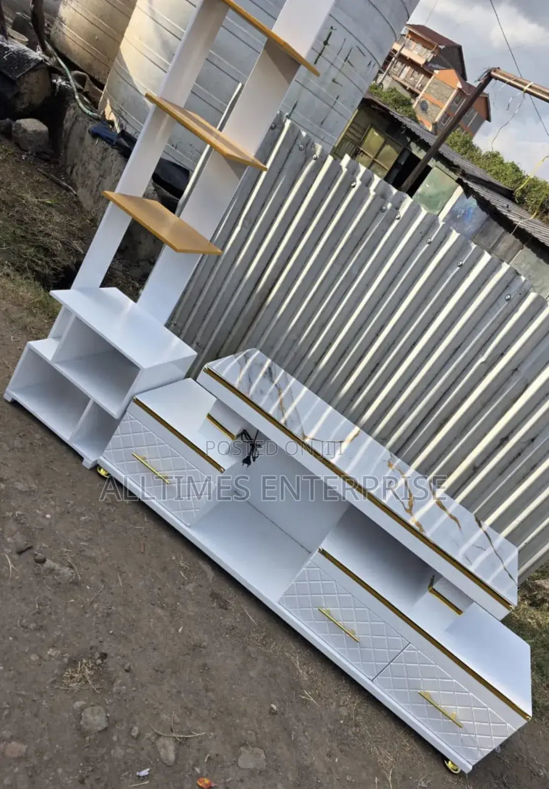 Tv Stand With Led Lights and Flower Decor Stand