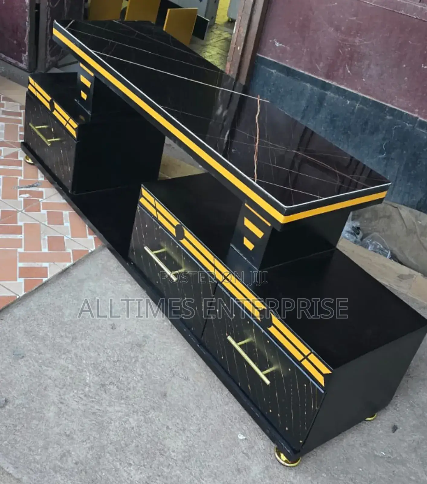 Executive Tv Stand With Marble Coating and Light