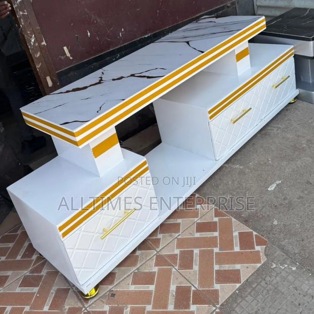 Executive Tv Stand With Marble Coating and Light