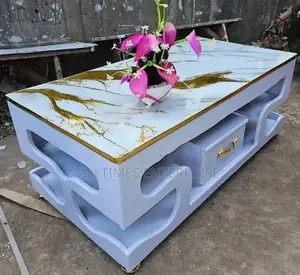 Executive White Coffee Table With Marble Topping