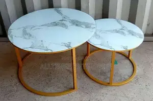 Marble Nesting Coffee Table (Glass Effect) White