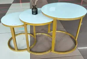 3 in 1 Executive Glass Effect Marble Table