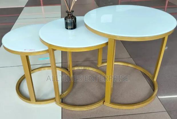 3 in 1 Executive Glass Effect Marble Table