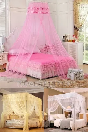 Pink Round, Cream and White 4 Stand No Buzz Mosquito Nets