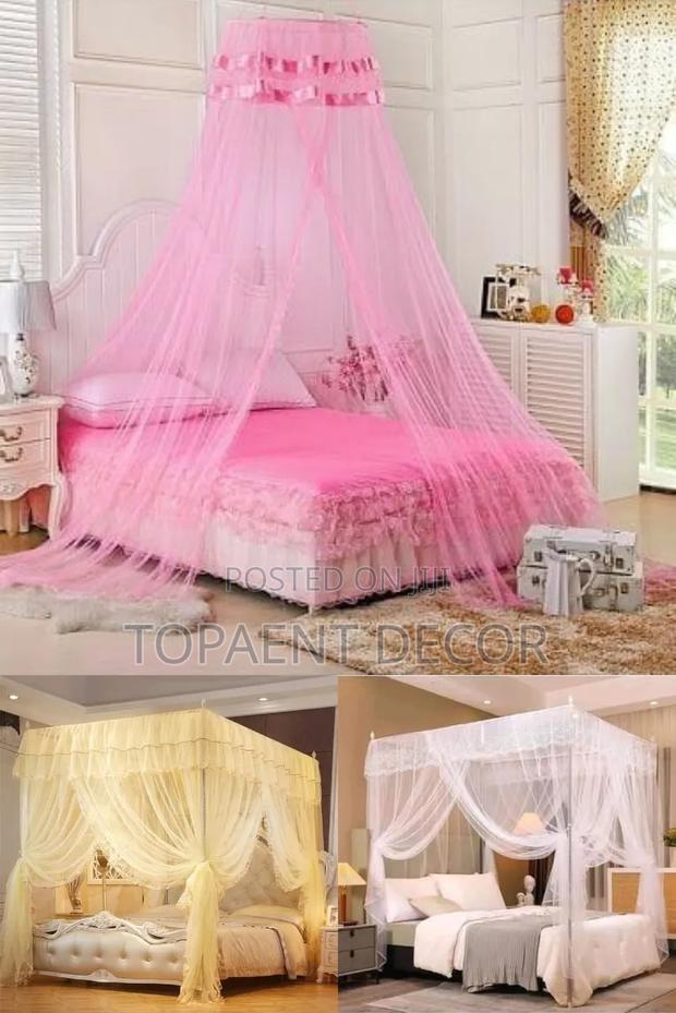 Pink Round, Cream and White 4 Stand No Buzz Mosquito Nets - main view