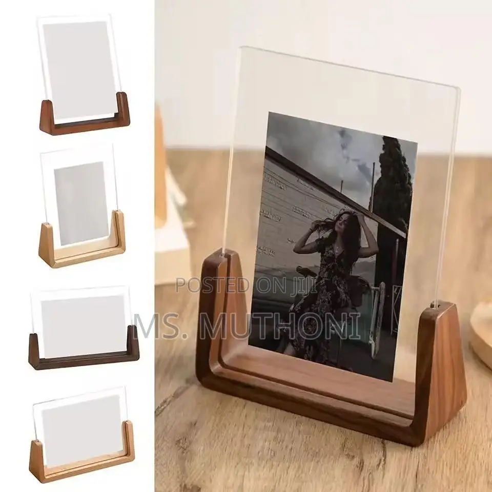 1 Pc Acrylic Photo Frame With Wooden Base
