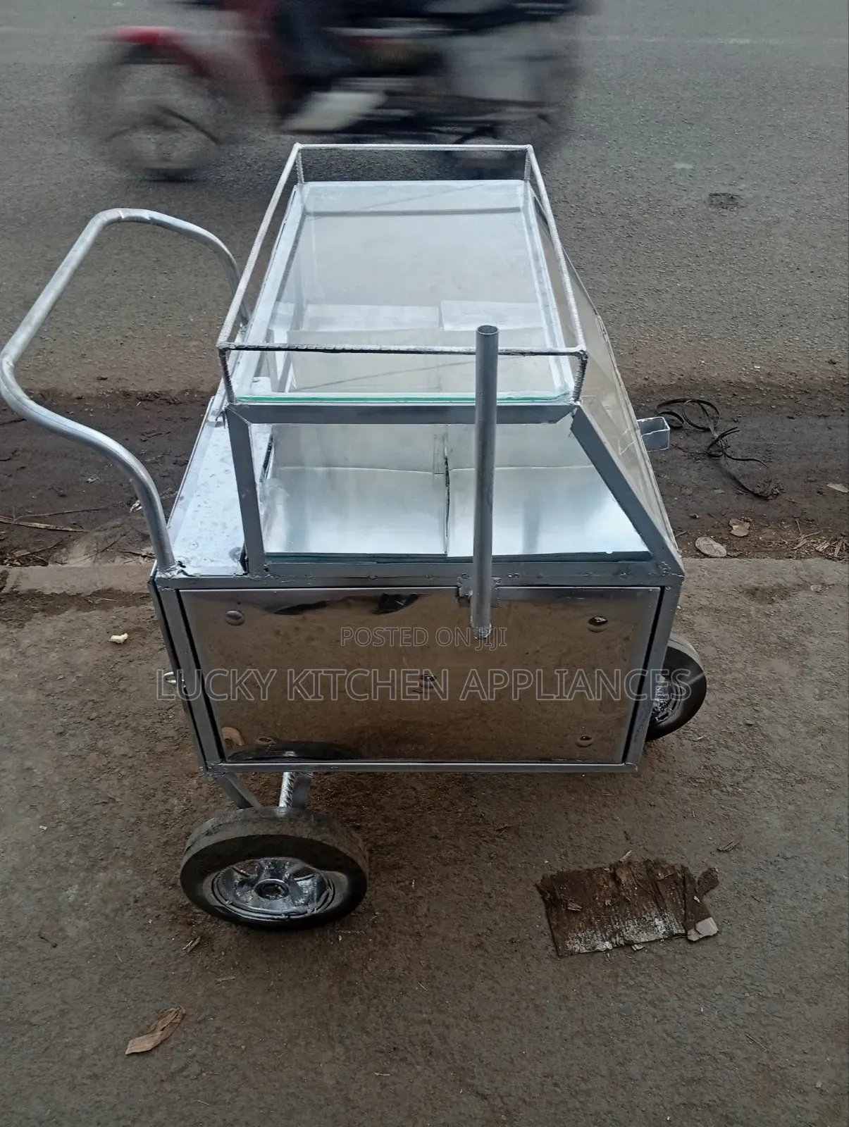 Pure Stainless Steel Trolley Display.