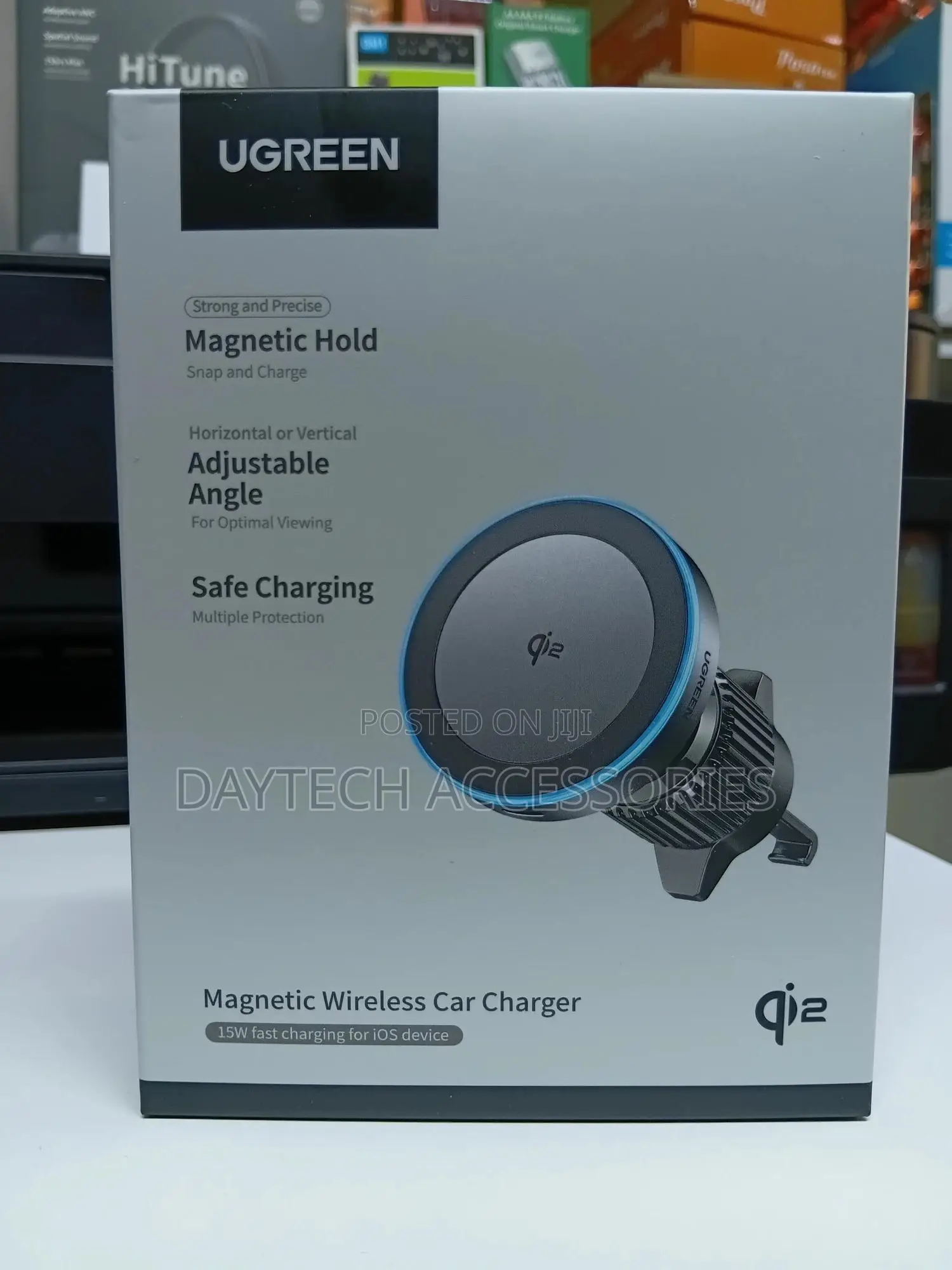 Ugreen Qi2 15w Magnetic Wireless Car Charger Phone Mount Holder.