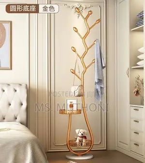 Modern, Metal, Tree-Shaped Coat Rack With a Built-in Storage Shelf