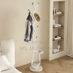 Modern, Metal, Tree-Shaped Coat Rack With a Built-in Storage Shelf