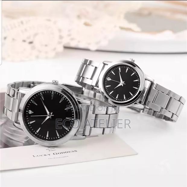 2 PCS Couple's Watches Black Dial Matching Watches