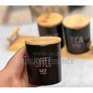 3pc Airtight Porcelain Canisters With Bamboo Lid