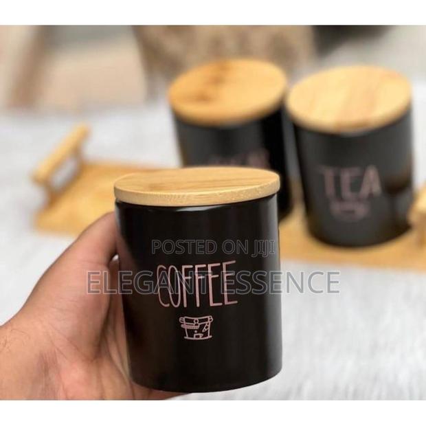 3pc Airtight Porcelain Canisters With Bamboo Lid