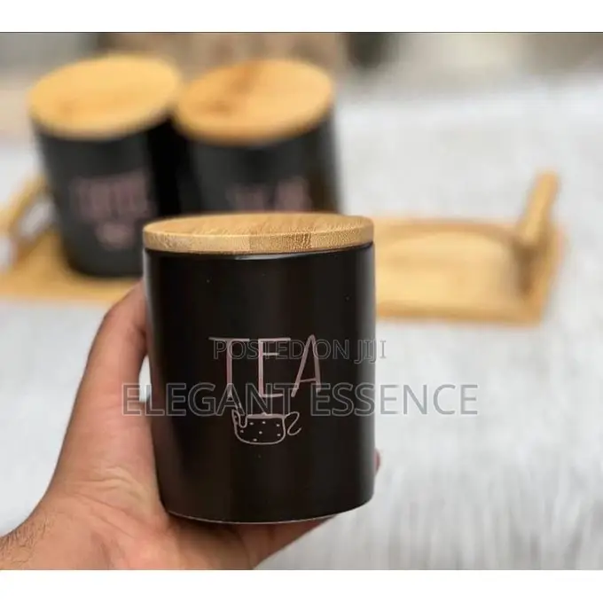 3pc Airtight Porcelain Canisters With Bamboo Lid
