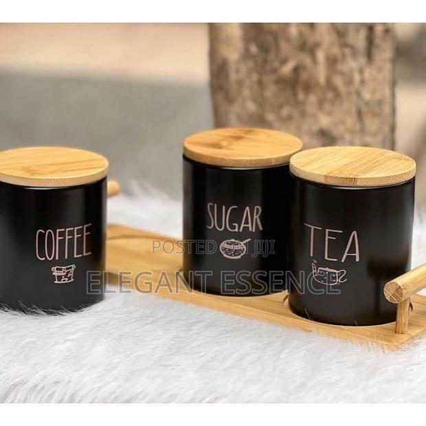 3pc Airtight Porcelain Canisters With Bamboo Lid - thumbnail 3