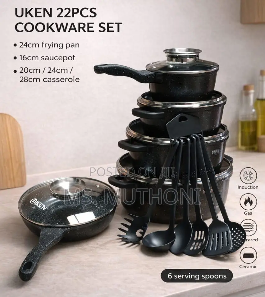 22pcs Uken Nonstick (Gas, Induction, and Ceramic Stovetops )