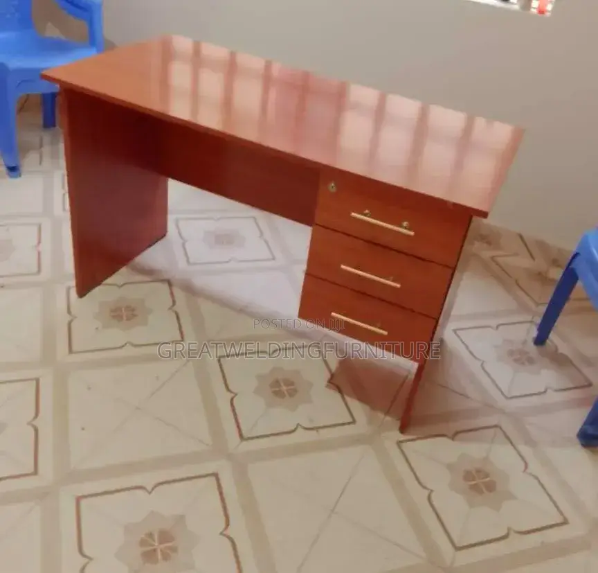 Elegant Brown 1m Lockable Drawers Wooden Office Study Desk Kj7
