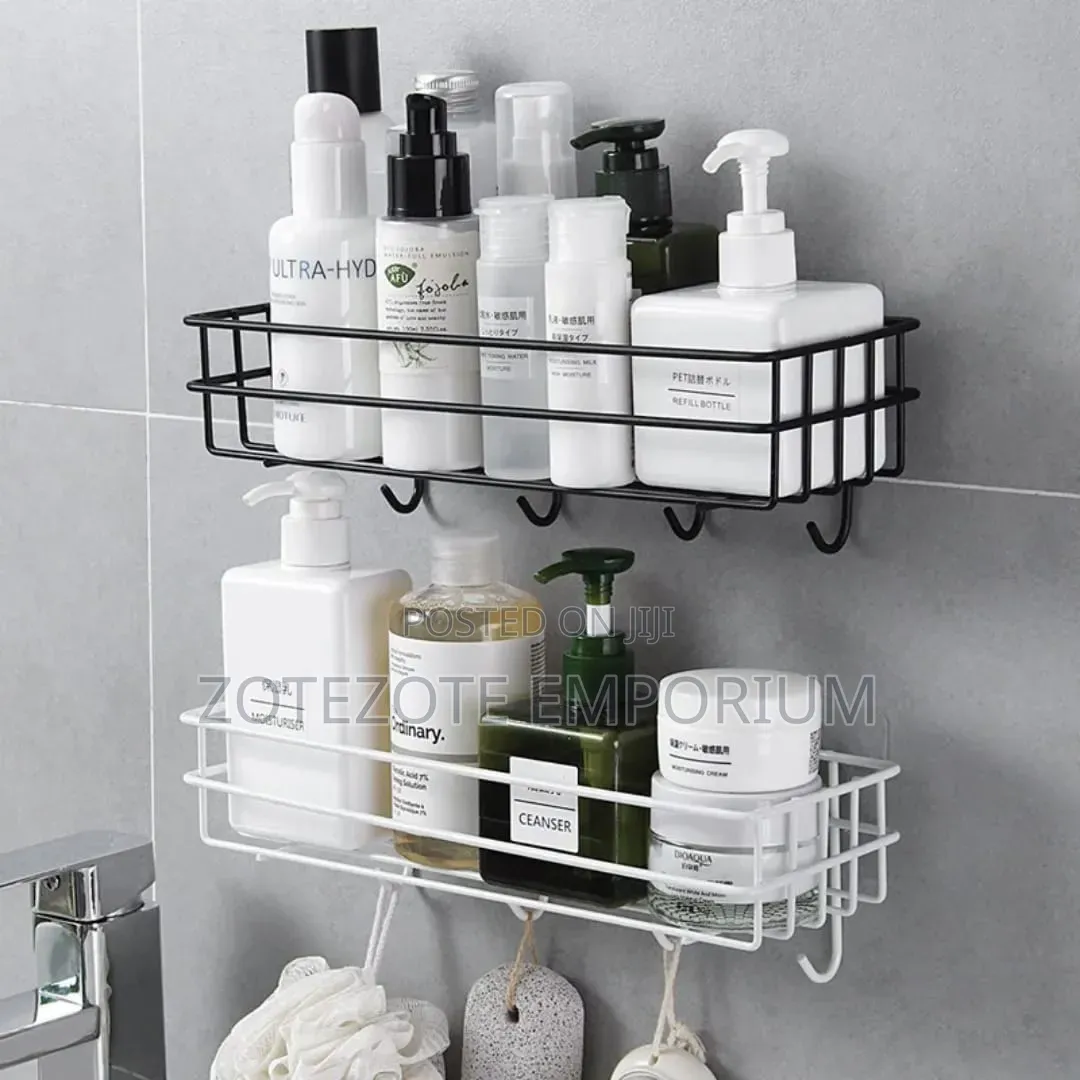 Bathroom Organizer With Hooks and Soap Holder - Shower Caddy