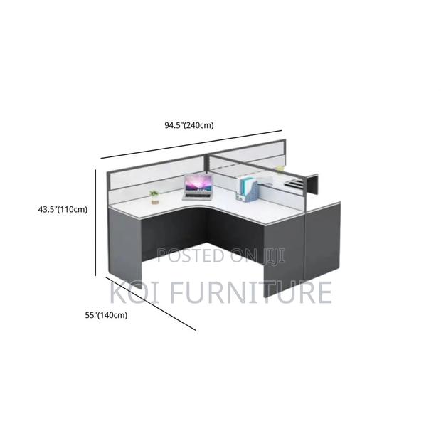 Office Workstation; Two Users MDF Made Executive Office Curved Desk - thumbnail 2