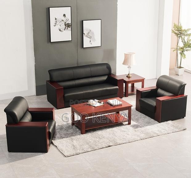 Office Sofa; Premium Leather 5 Seater Office Sofa Set for Waiting Room