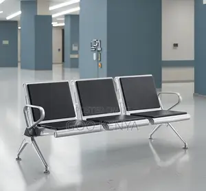 Office Waiting Bench; Strong Metal Frame 3 Seater Padded Waiting Bench