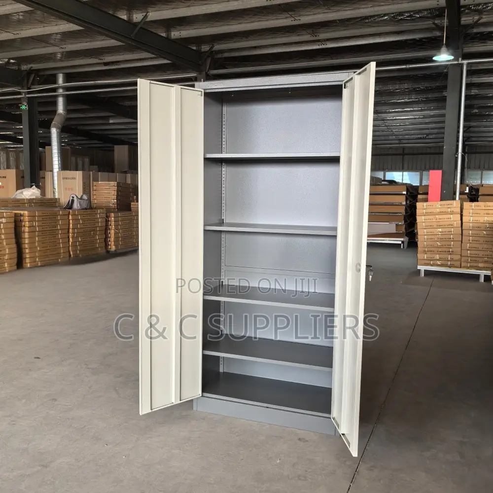 Office Cabinets; 2-Door Metallic Storage Cabinet With Shelves