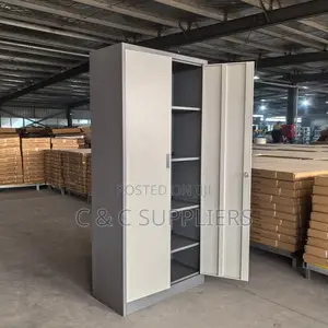 Office Cabinets; 2-Door Metallic Storage Cabinet With Shelves