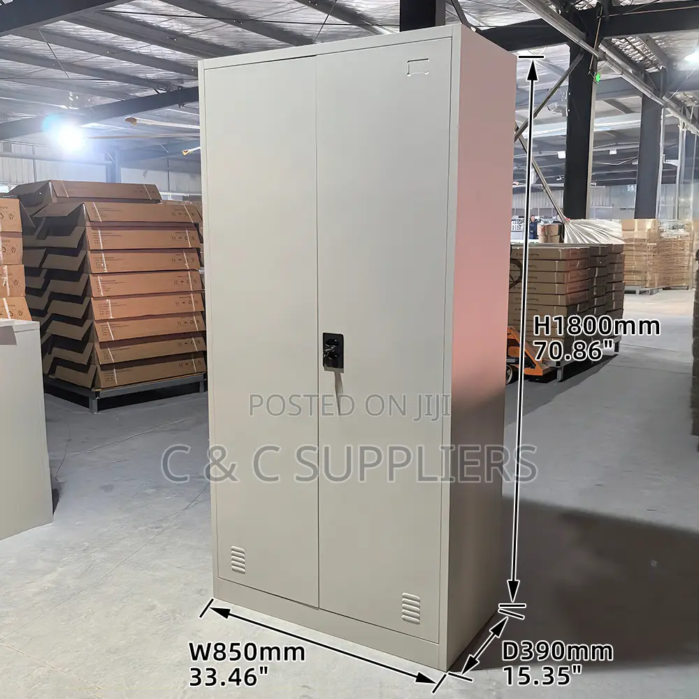 Office Cabinets; 2-Door Metallic Storage Cabinet With Shelves