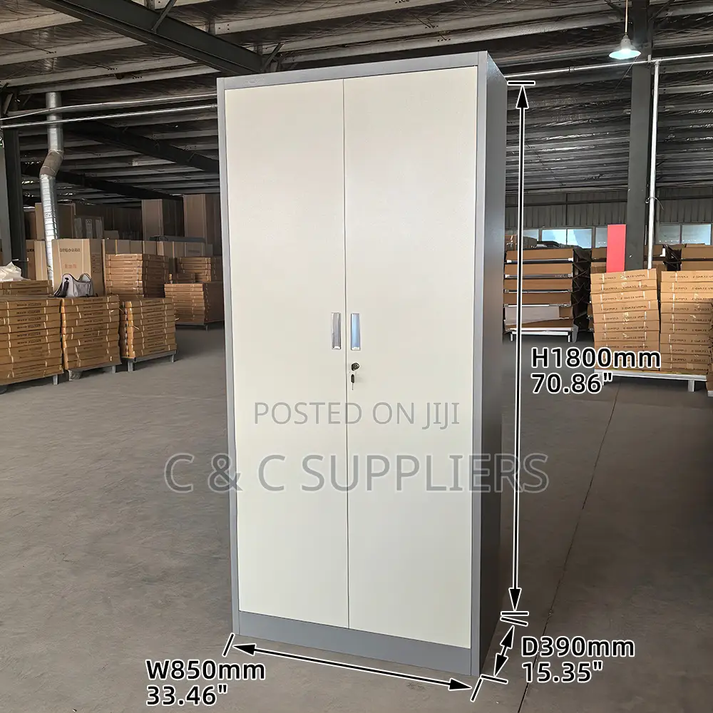 Office Cabinets; 2-Door Metallic Storage Cabinet With Shelves