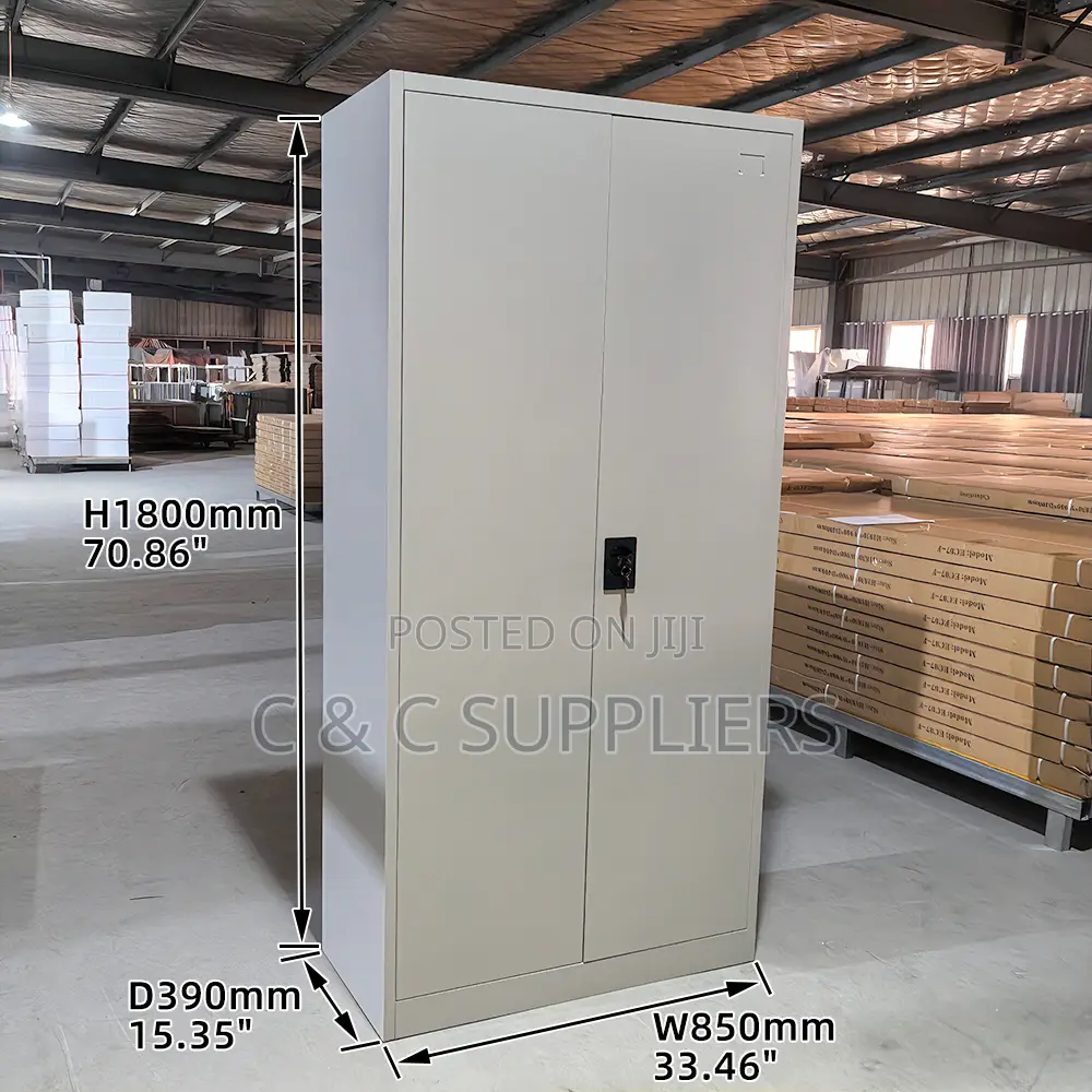 Office Cabinets; 2-Door Metallic Storage Cabinet With Shelves