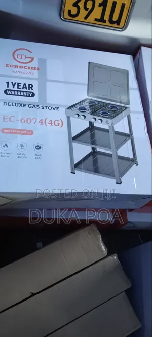 Eurochef Full Gas Cooker With Shelves Standing Cooker With Shelves