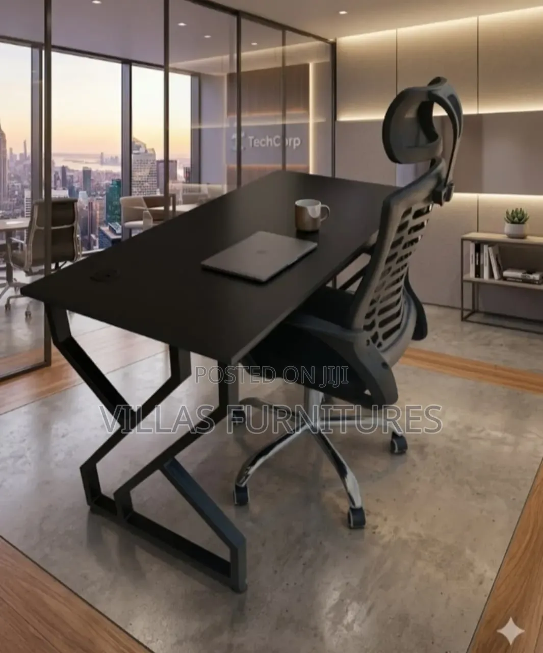 Industrial -Style Metal Wood Study Table and Chair