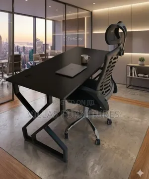 Industrial -Style Metal Wood Study Table and Chair