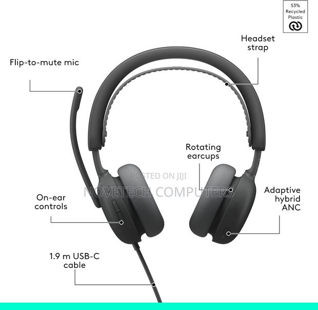 Logitech Zone Wired Headset With Noise-Cancelling Mic - 981-000875 - thumbnail 2