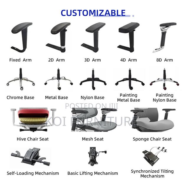 Office Chairs; Ergonomic Headrest Home Office Working Chair - thumbnail 4