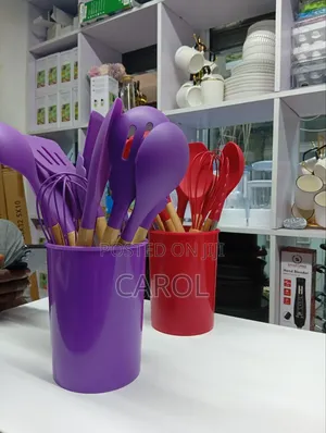 Purple and Red Silicone Cooking Set