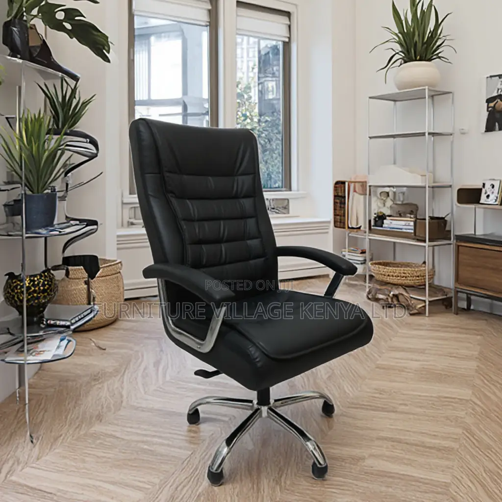 Executive Black Leather Swivel Director's Seat
