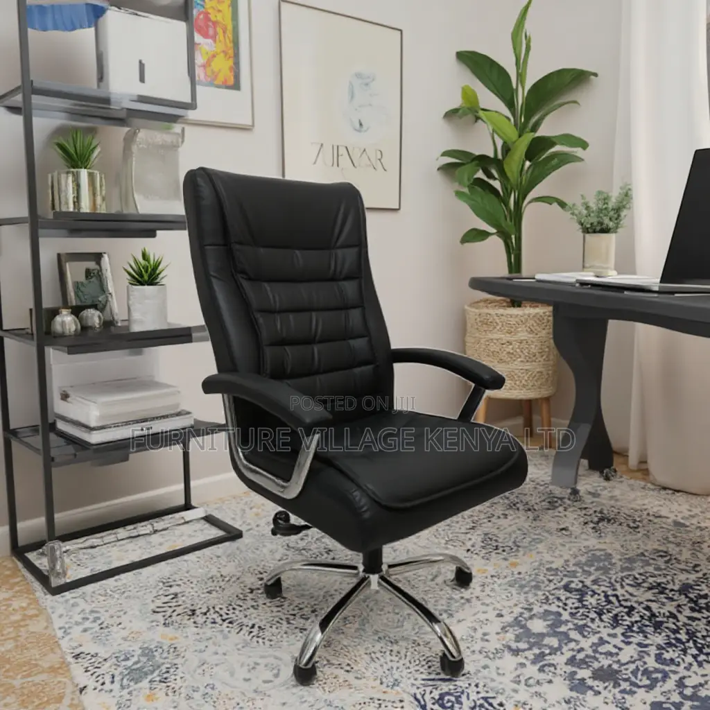 Executive Black Leather Swivel Director's Seat