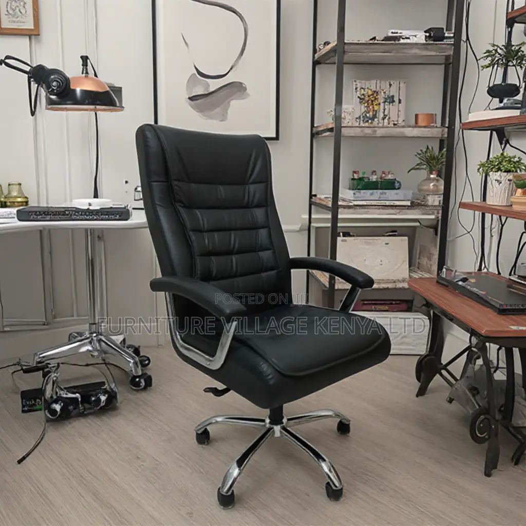 Executive Black Leather Swivel Director's Seat