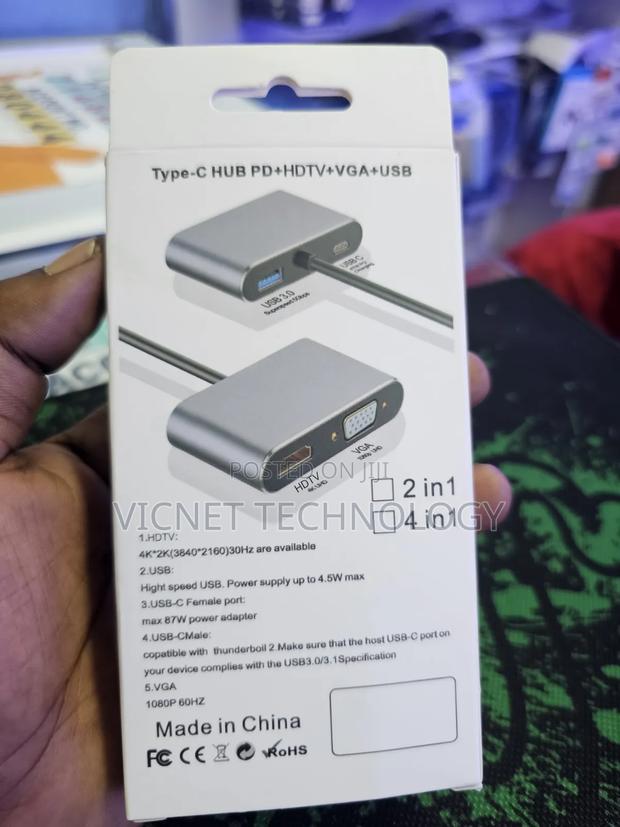 4 in 1 Type C Hub With Hdmi, Vga, Usb and Pd - thumbnail 2