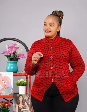 Free Size Patterned Ladies' Button-Up Sweater