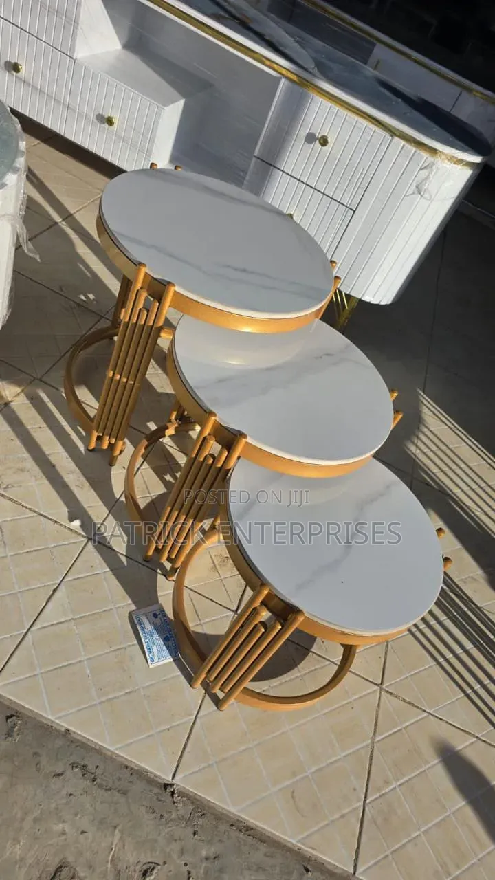 Imported Modern Marble Nesting Coffee Table 3 in 1 Set Gold Stands