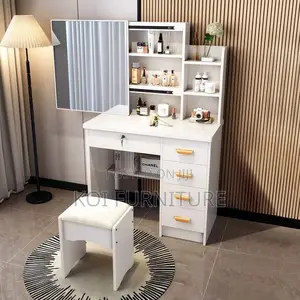 Dressers; White Dressing Elegant Vanity Set With Drawer